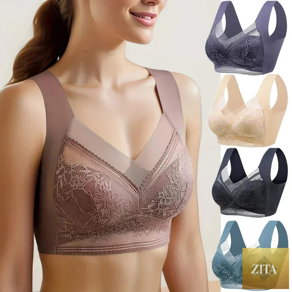 Femstylo L-6L women’s large wireless summer bra with lace, push-up ice silk seamless design, plus size bralette lingerie.