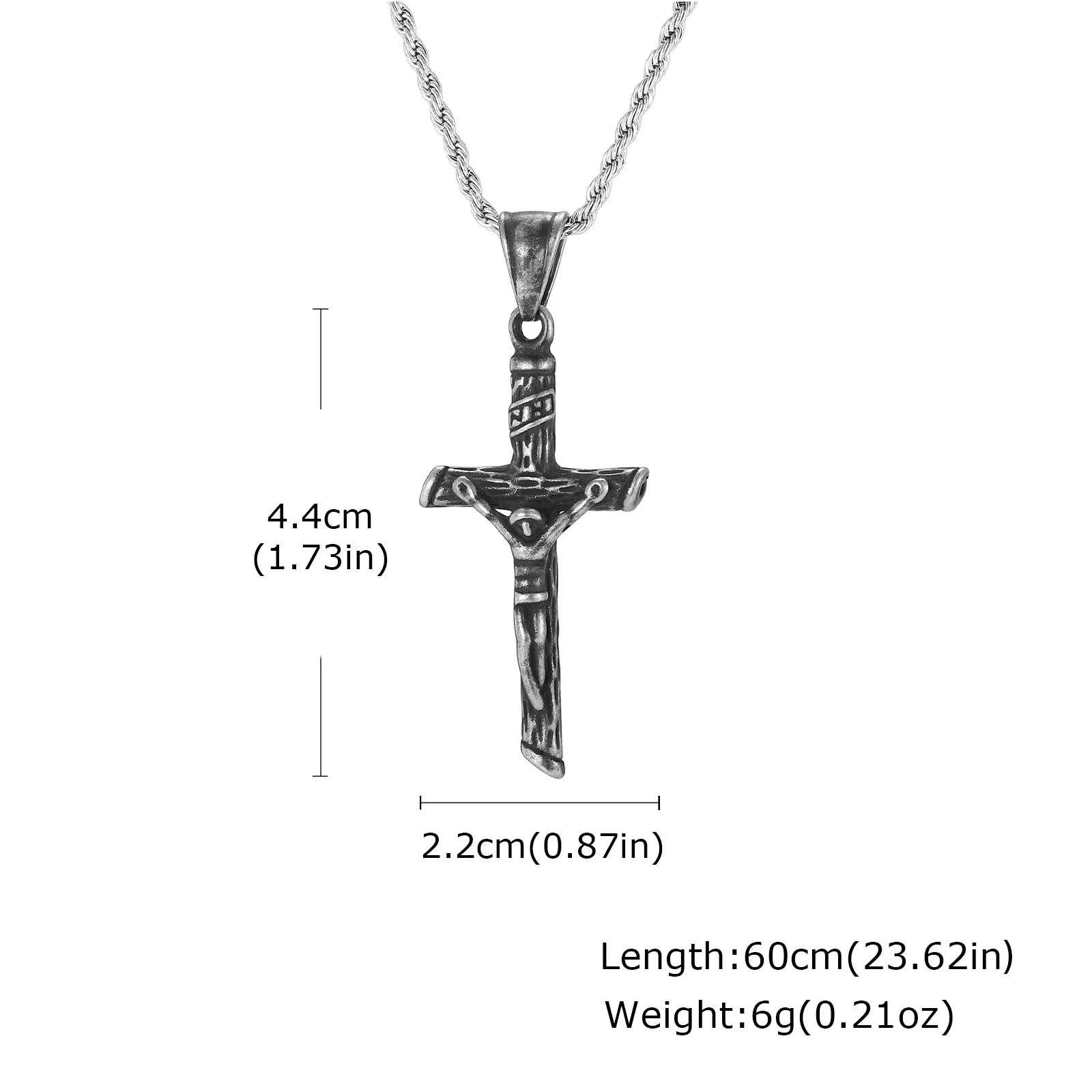 Stainless steel Catholic cross necklace with Jesus pendant in gold color, jewelry for men and women, faith and prayer accessory