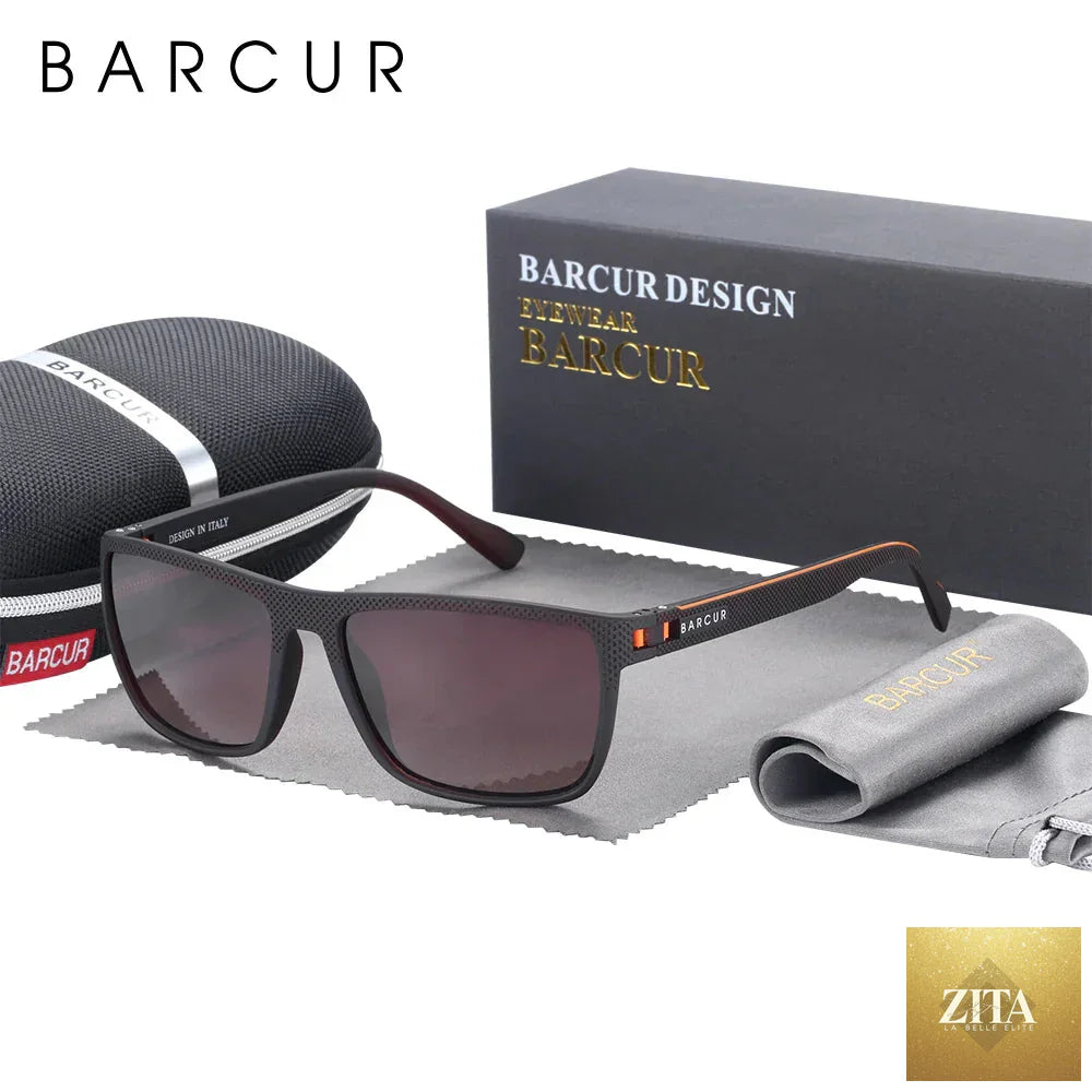 Stevvex BARCUR sports polarized sunglasses for men, lightweight square design with UV400 protection, ideal for fishing and travel.