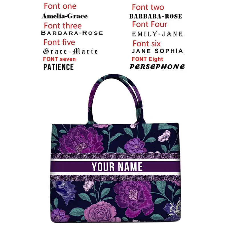 Personalized custom women's tote bag, canvas printed handbag, large capacity beach bag