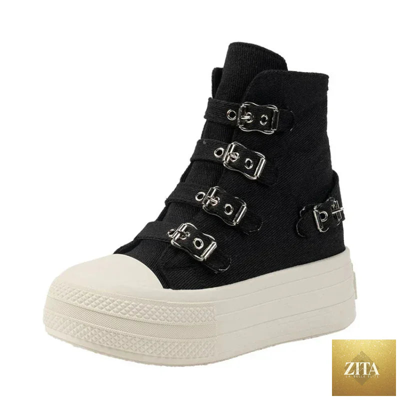 Women's 8cm wedge heel sneakers by LadyShow.Store featuring canvas material, ventilated thick soles, ideal for spring and autumn casual wear.