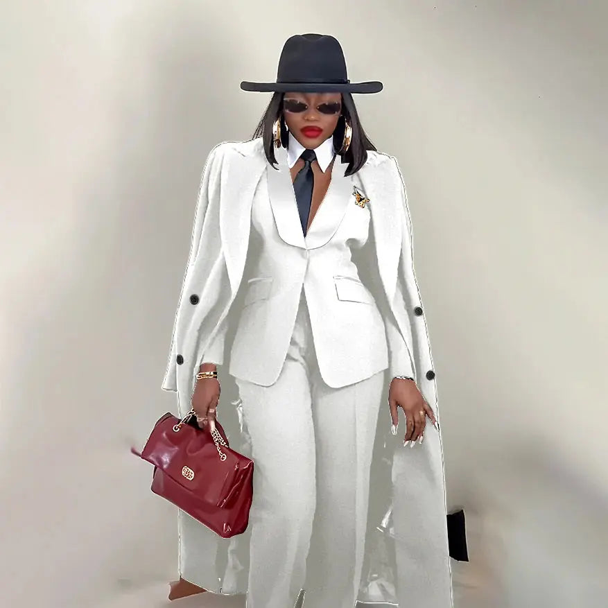 Modern Women's Suit New 3 Piece Pants Sets Blazer+Trousers+Overcoat Office Commute Elegant Style Banquet Dinner Formal Wear ZITA LA BELLE ÉLITE