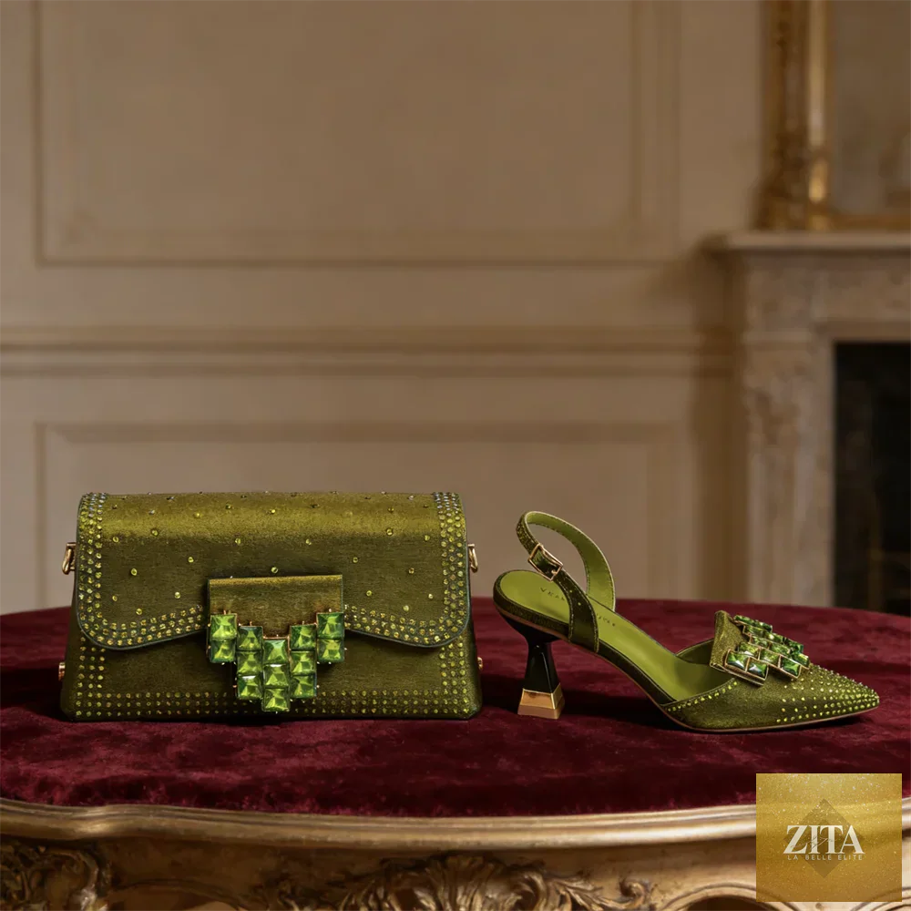 Elegant Italian design women's high heels and matching bag set by EdleessFashion, featuring sophisticated style and luxurious details.