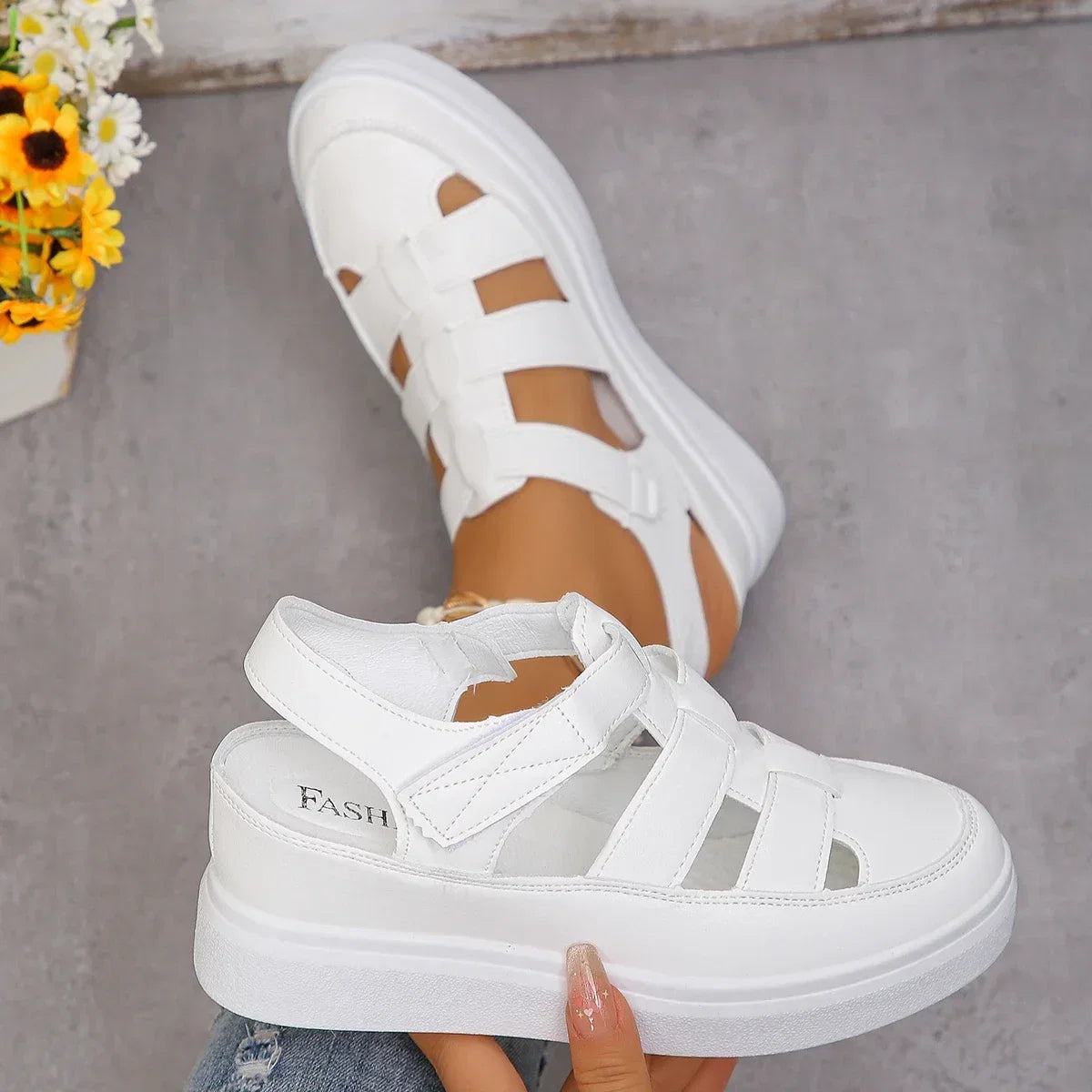 Women’s summer wedge sandals with hollow-out design, gladiator style, breathable straps, thick sole, platform heels, by LadyShow.Store