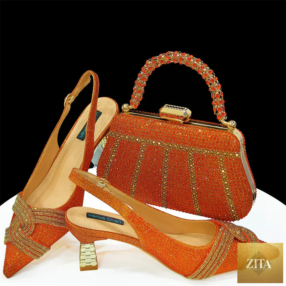 Elegant Italian style shoes and matching bag set by EdleessFashion, showcasing luxurious design and stylish accessories.