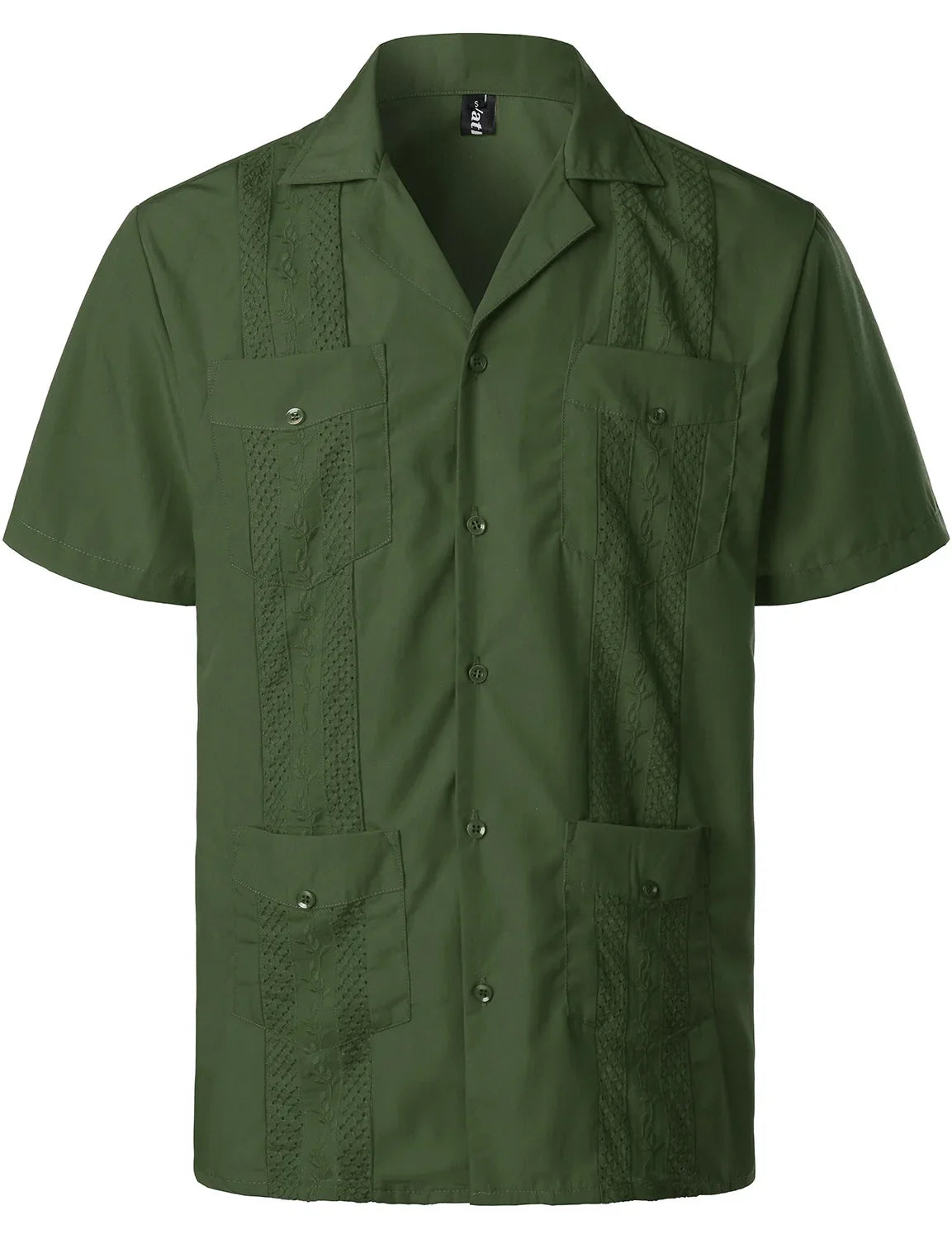 Men's Cuban Shirts Multiple Pockets Lapel Short Sleeves Cardigan