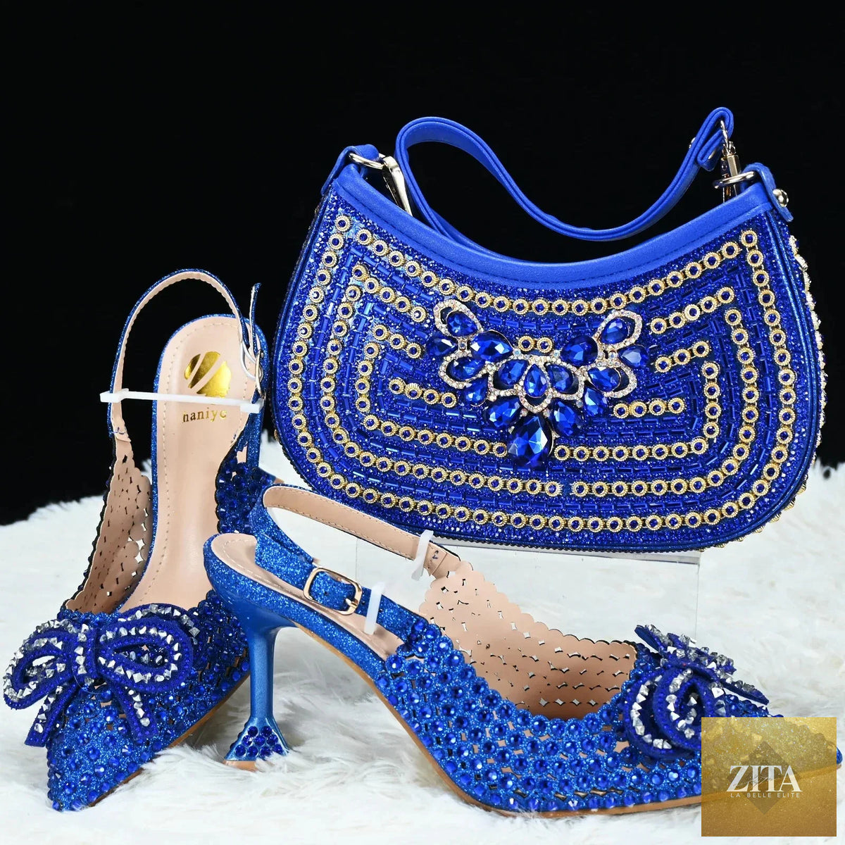 Luxurious EdleessFashion Italian shoe and bag set featuring elegant footwear and matching handbag in sophisticated design.