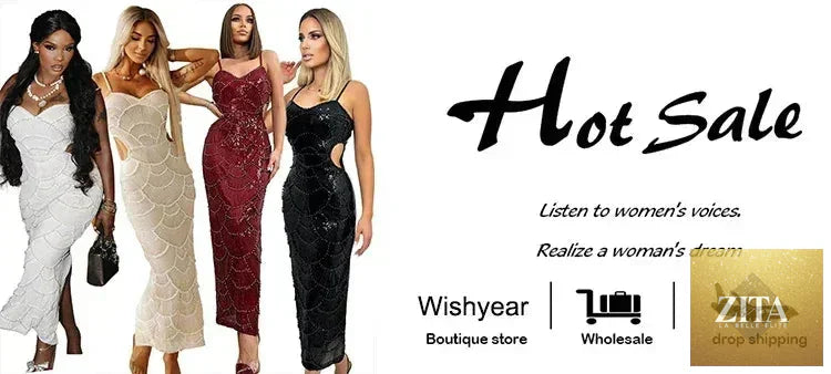 Elegant Femstylo women's mermaid dress with sequin hollow-out design, spaghetti straps, backless style, ideal for parties and weddings.