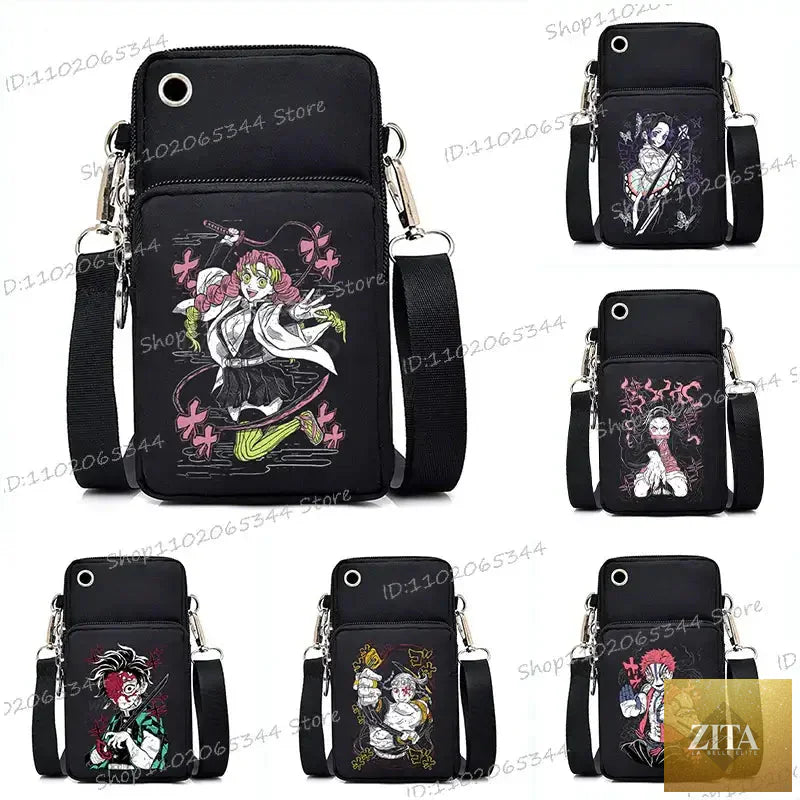 Demon Slayer Nezuko and Mitsuri crossbody purse backpack with vibrant anime character design by Infinite Visibility.