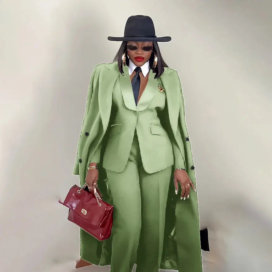 Modern Women's Suit New 3 Piece Pants Sets Blazer+Trousers+Overcoat Office Commute Elegant Style Banquet Dinner Formal Wear ZITA LA BELLE ÉLITE