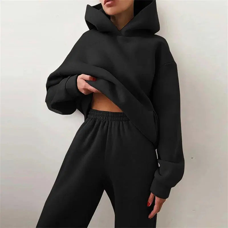 Women's Tracksuit Suit Autumn Fashion Warm Hoodie Sweatshirts Two Pieces Oversized Solid Casual Hoody Pullovers Long Pant Sets ZITA LA BELLE ÉLITE