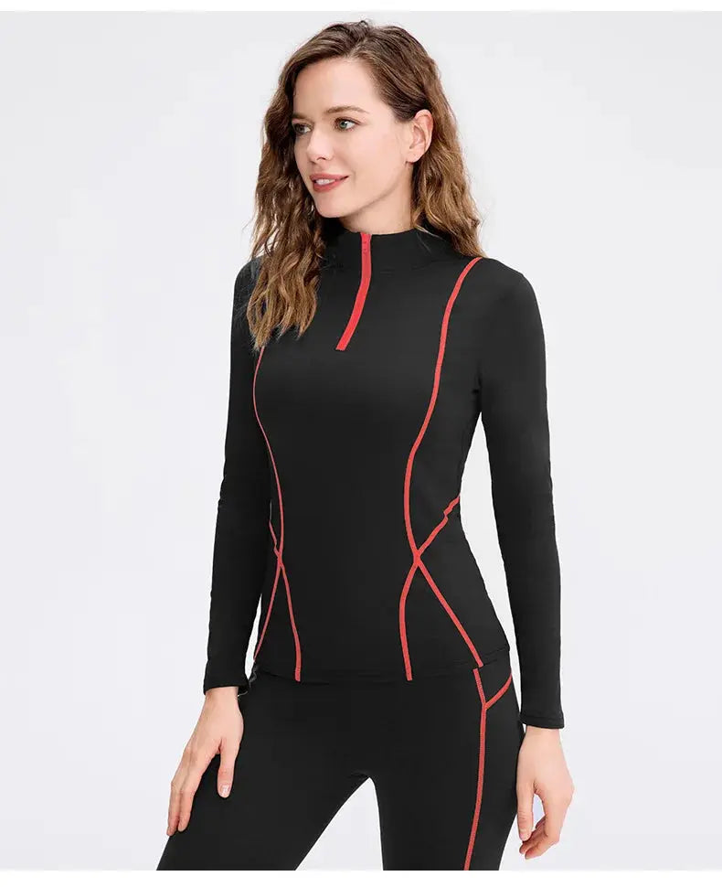 Autumn Winter Fleece Fitness Yoga Clothes Tight Fitting Sweatsuit Women Outdoor Running Sport Training Shirt Pants Two-piece Set ZITA LA BELLE ÉLITE