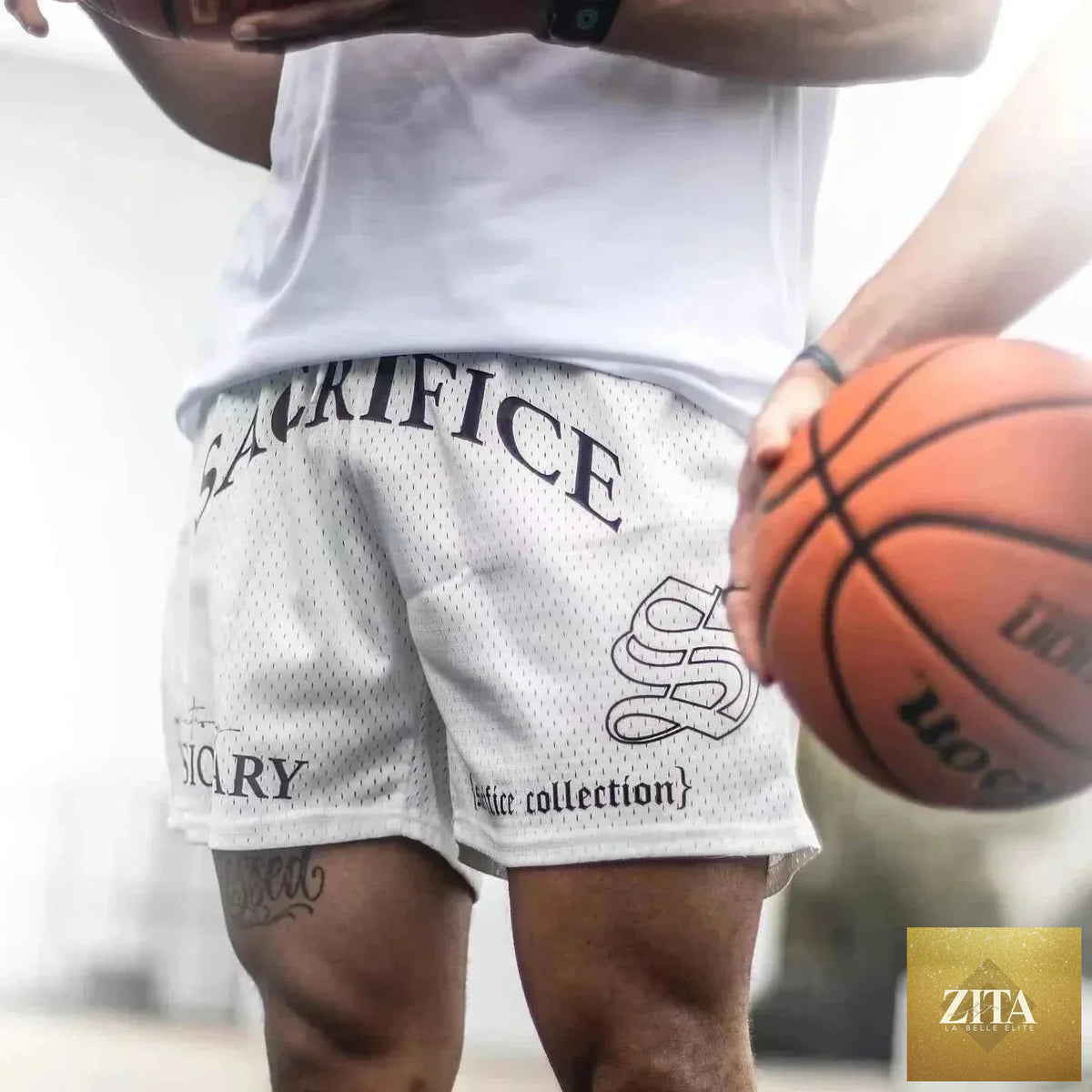 American style quick-dry men's basketball shorts by Zita La Belle Elite, featuring athletic design and breathable fabric.