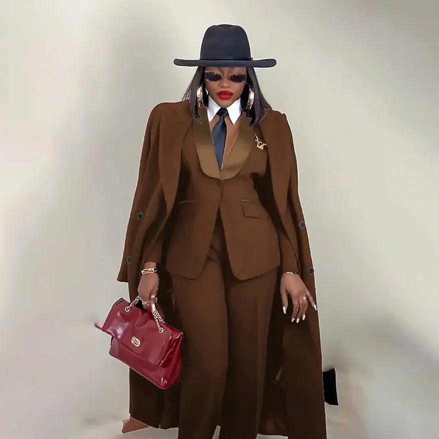 Modern Women's Suit New 3 Piece Pants Sets Blazer+Trousers+Overcoat Office Commute Elegant Style Banquet Dinner Formal Wear ZITA LA BELLE ÉLITE