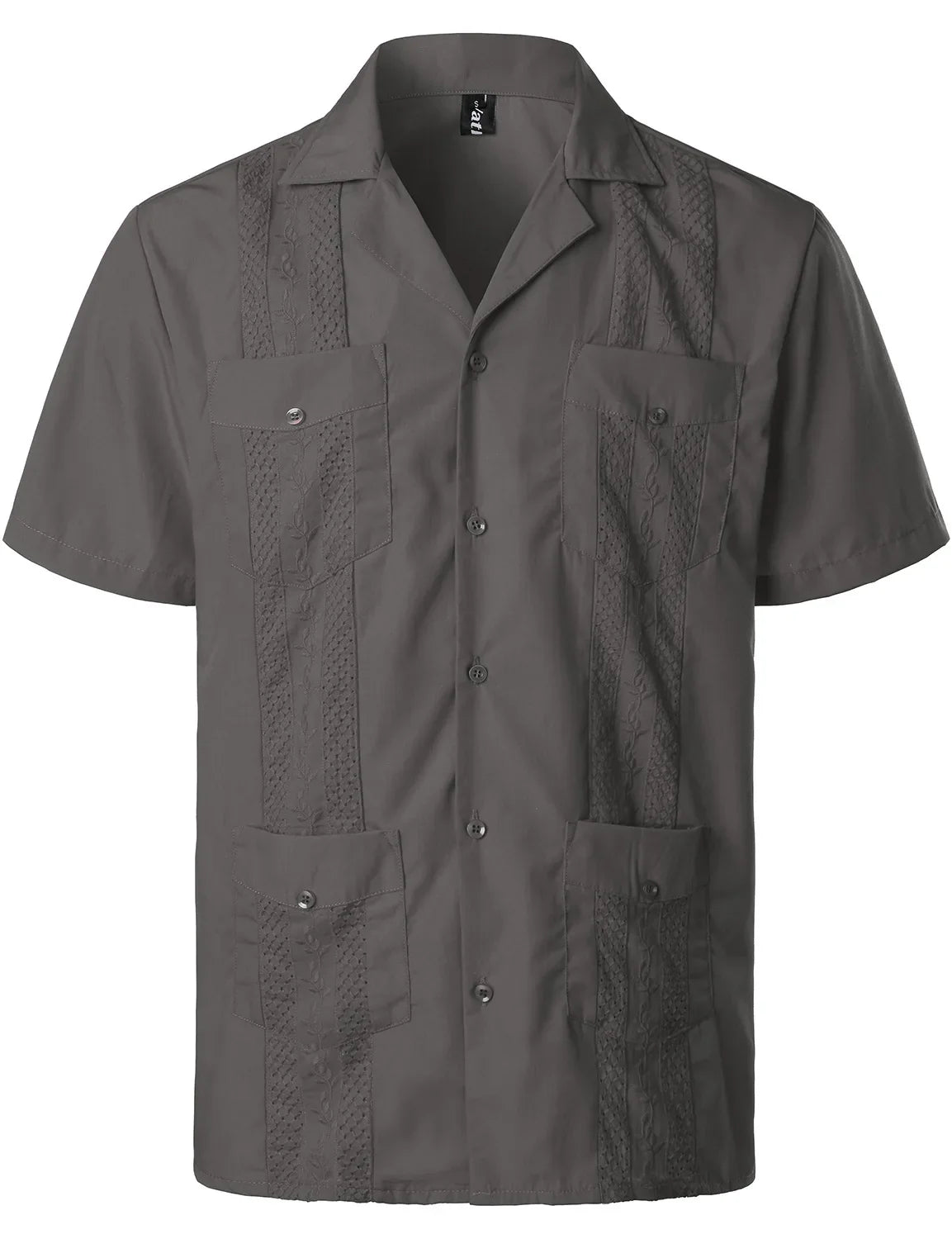 Men's Cuban Shirts Multiple Pockets Lapel Short Sleeves Cardigan