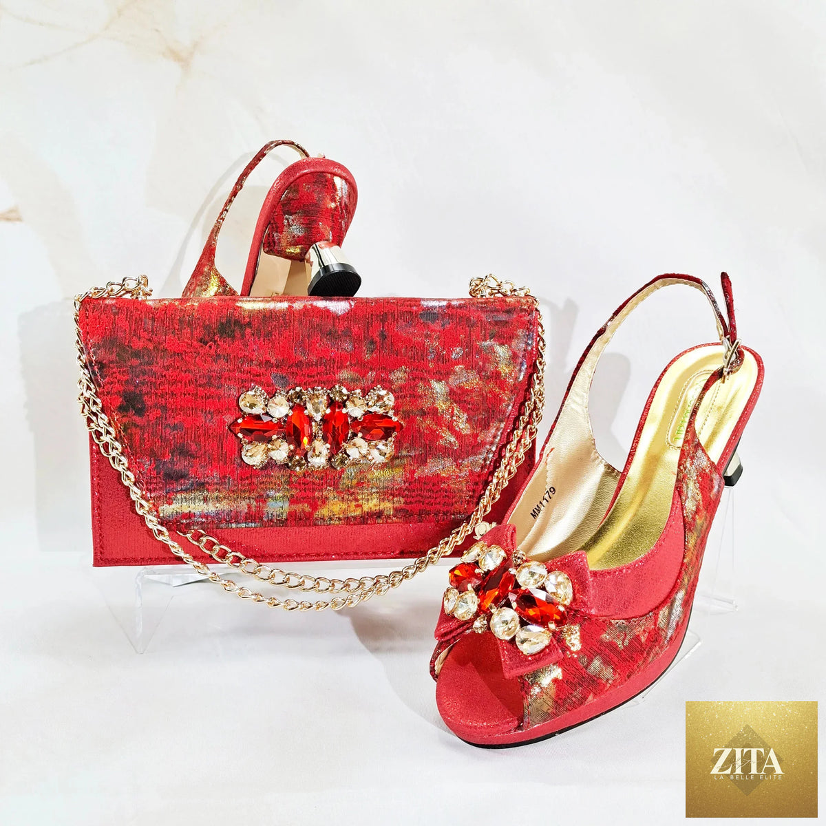 Luxurious EdleessFashion matching shoes and bag set featuring elegant design and coordinated style, perfect for sophisticated outfits.