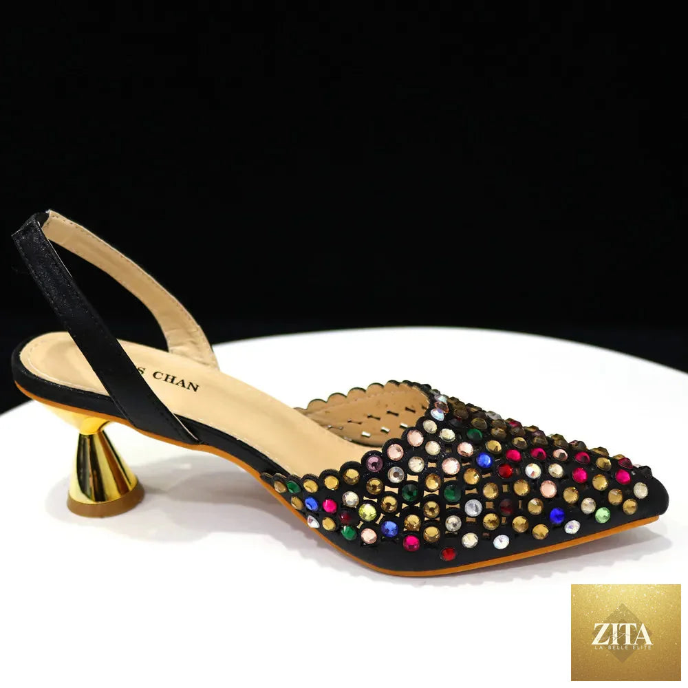 Luxurious diamond design shoe and bag set by EdleessFashion featuring elegant matching accessories.