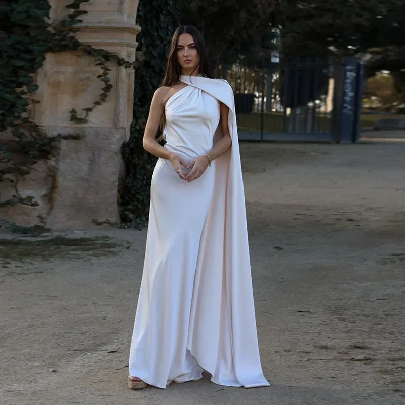 Femstylo backless lace-up maxi dress with ribbon straps, sleeveless evening gown, perfect for parties and formal events.
