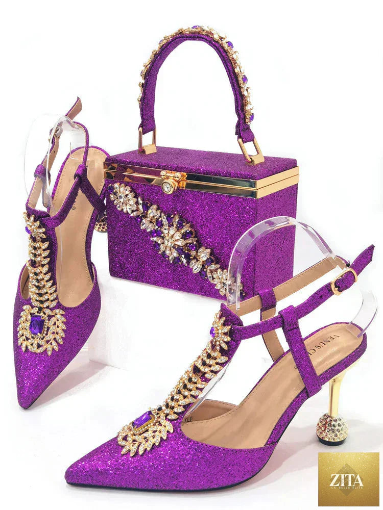 Elegant Italian shoe and bag set by EdleessFashion featuring luxurious shoes and matching handbag with stylish details.
