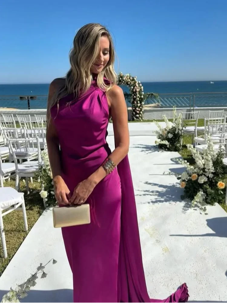 Backless lace-up maxi dress with ribbon straps, sleeveless evening gown by Femstylo, perfect for formal parties and events.