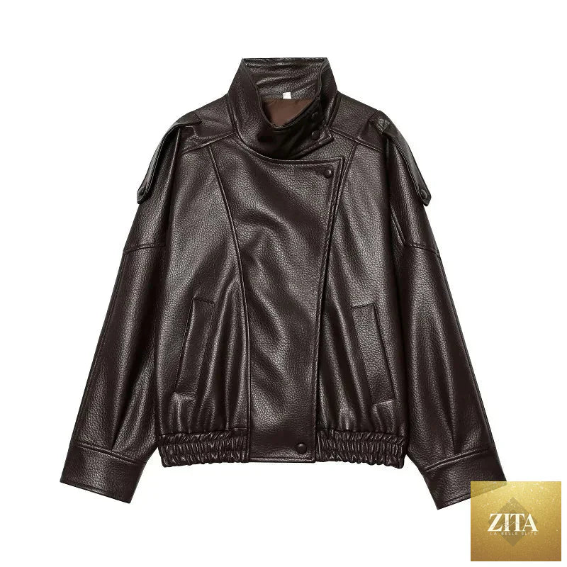 MUJER Faux Leather Jackets for Women Oversize Women's Bomber Jacket Fashion Winter Womens Coats Outerwears Demi-season Jackets