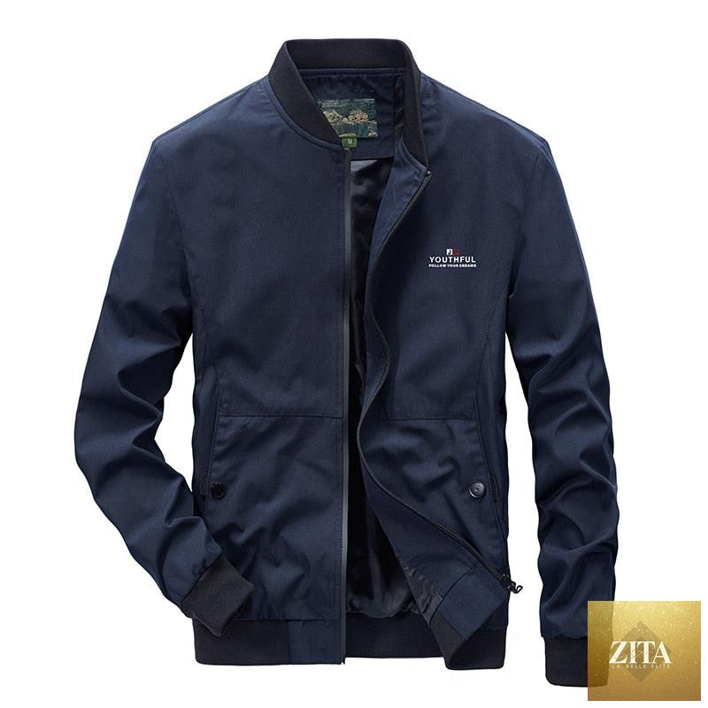 Men’s lightweight blue windbreaker jacket by Stevvex, casual outdoor waterproof coat for spring and autumn, slim fit, stylish design.