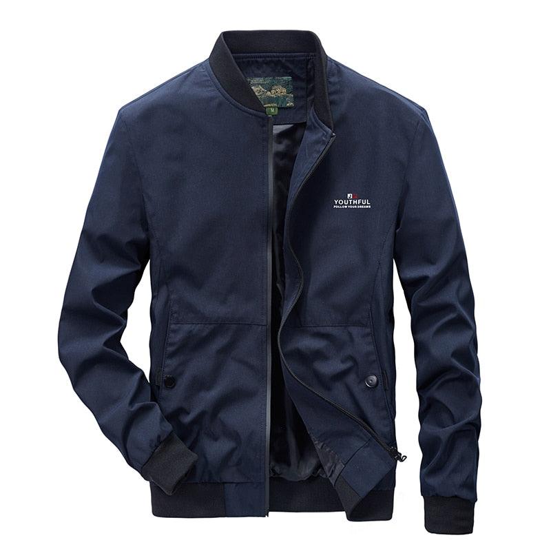 Men’s lightweight blue windbreaker jacket by Stevvex, casual outdoor waterproof coat for spring and autumn, slim fit, stylish design.