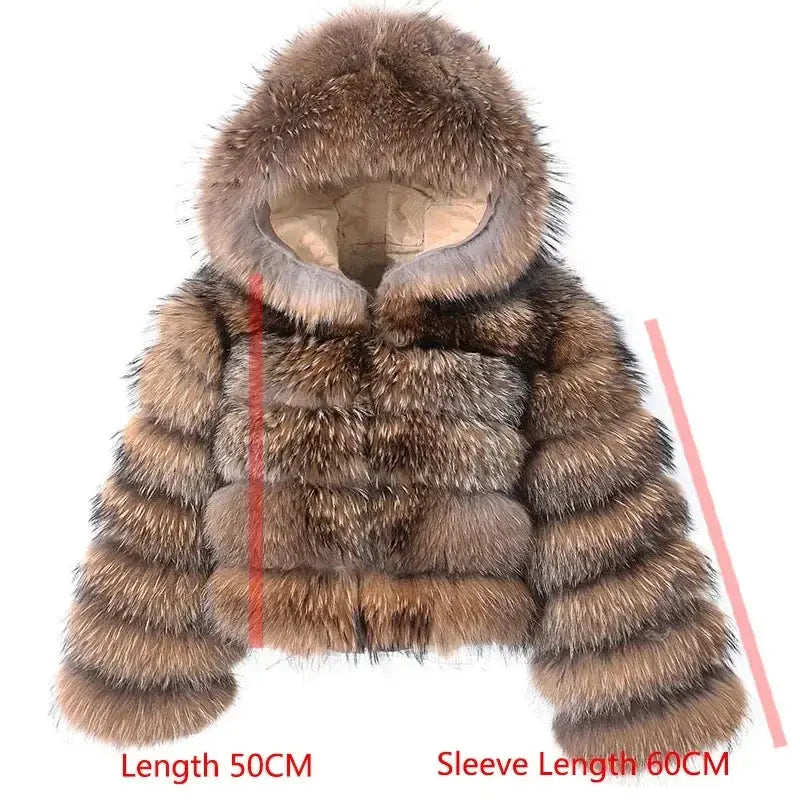 MAOMAOKONG Super Hot Winter Women Luxury Thick Real Raccoon Fur Coat Natural Fox Fur Jacket Plus Size Furry Jackets Female Vest ZITA LA BELLE ÉLITE