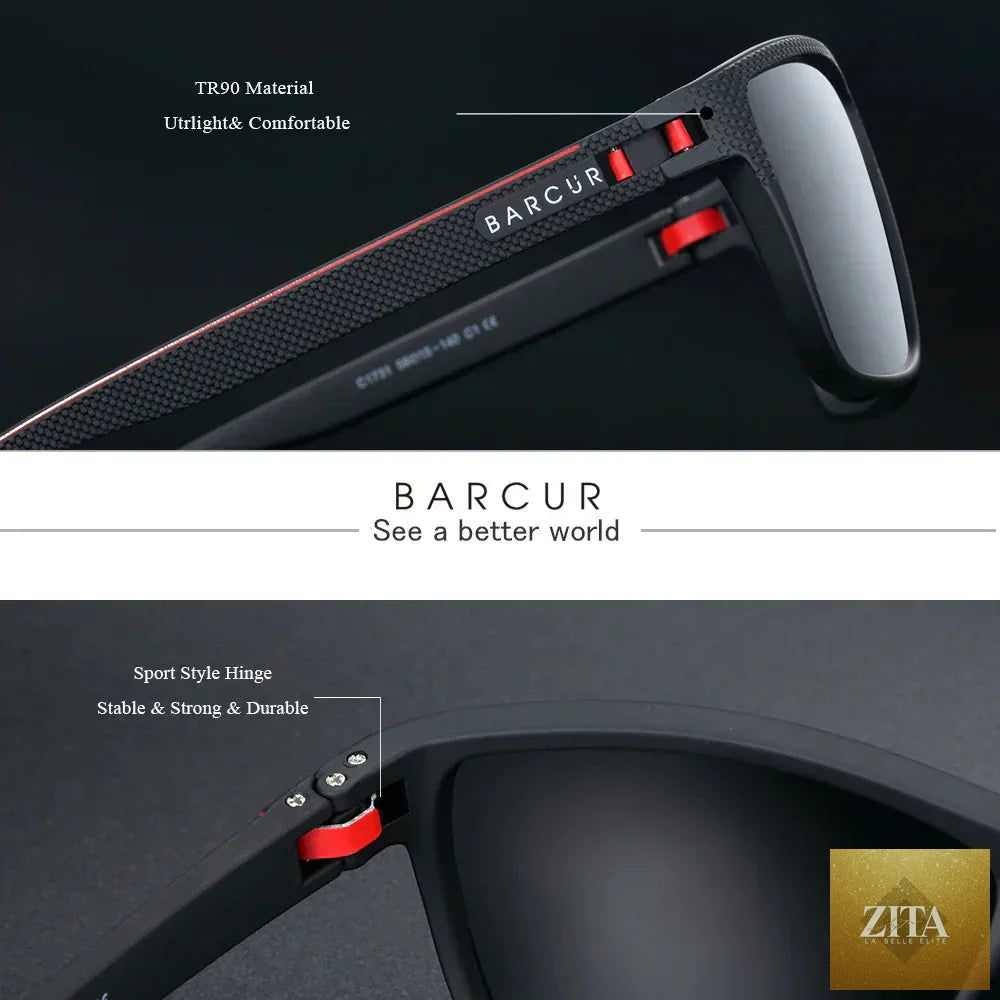 Stevvex BARCUR men's polarized sports sunglasses with lightweight TR90 square frame, UV400 protection for fishing and travel.