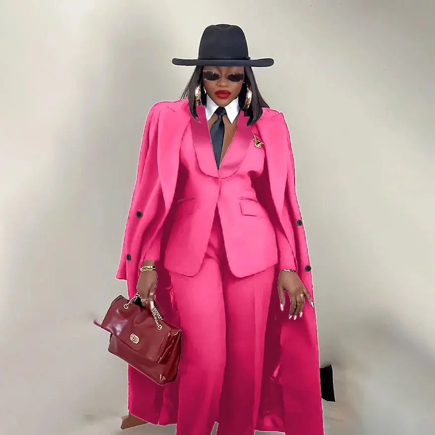 Modern Women's Suit New 3 Piece Pants Sets Blazer+Trousers+Overcoat Office Commute Elegant Style Banquet Dinner Formal Wear ZITA LA BELLE ÉLITE