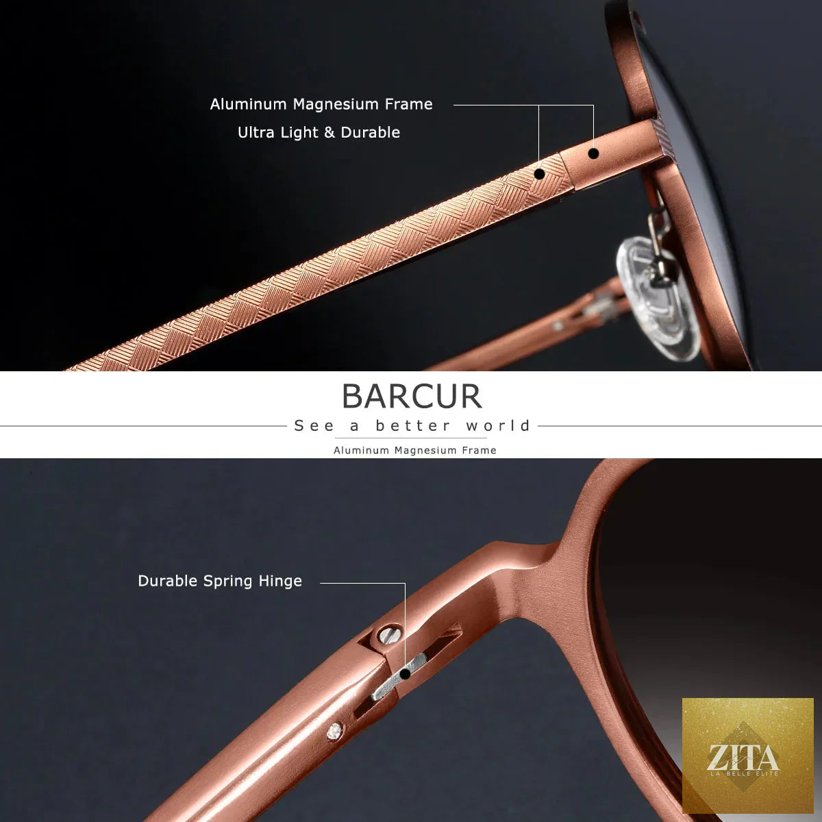Stevvex BARCUR retro round polarized sunglasses for women with aluminum magnesium alloy frame, UV400 protection, stylish vintage design