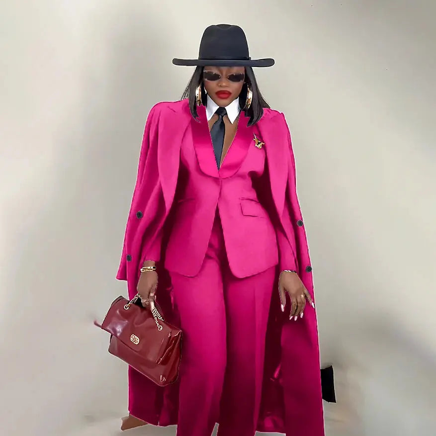 Modern Women's Suit New 3 Piece Pants Sets Blazer+Trousers+Overcoat Office Commute Elegant Style Banquet Dinner Formal Wear ZITA LA BELLE ÉLITE