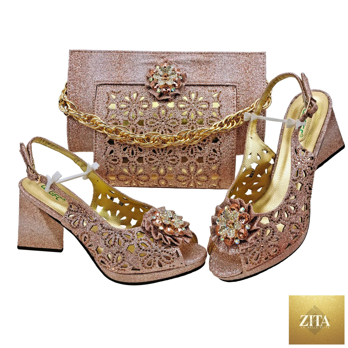 Elegant Italian shoes and matching evening bag set by EdleessFashion, luxurious footwear and accessories for parties.