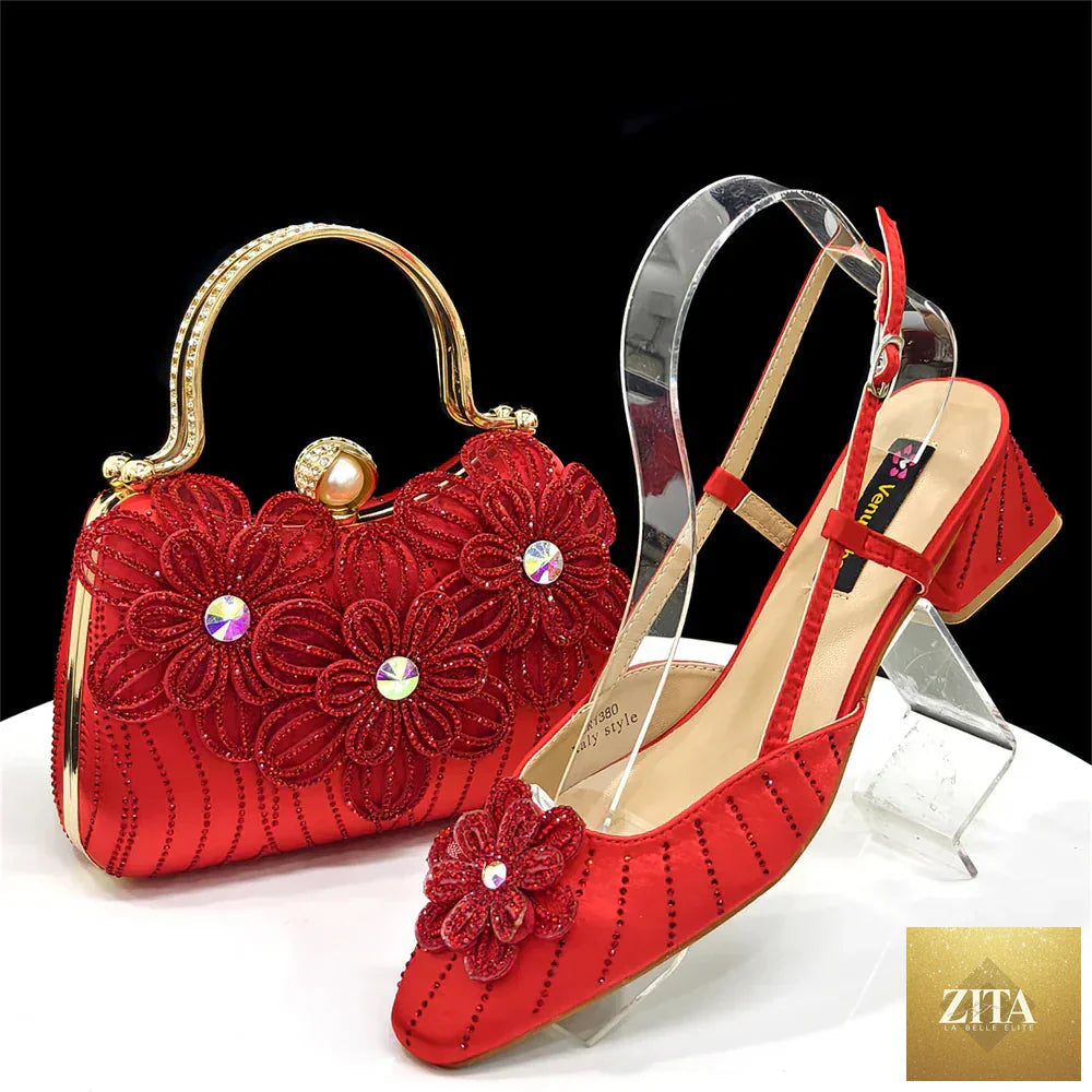 Elegant women's Italian fashion heels and clutch bag set by EdleessFashion, featuring luxurious design and stylish accessories.