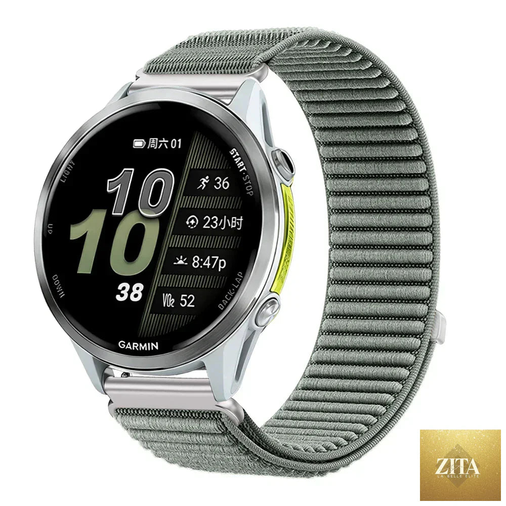 Breathable COROS Nylon watch band for COROS smartwatch by BandsCo Straps, showing the strap's textured nylon material and secure clasp.