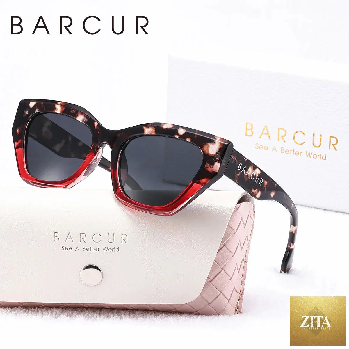 Stevvex BARCUR women's sunglasses with thick PC frame, polarized lenses, UV400 protection, stylish irregular design, perfect for outdoor events.