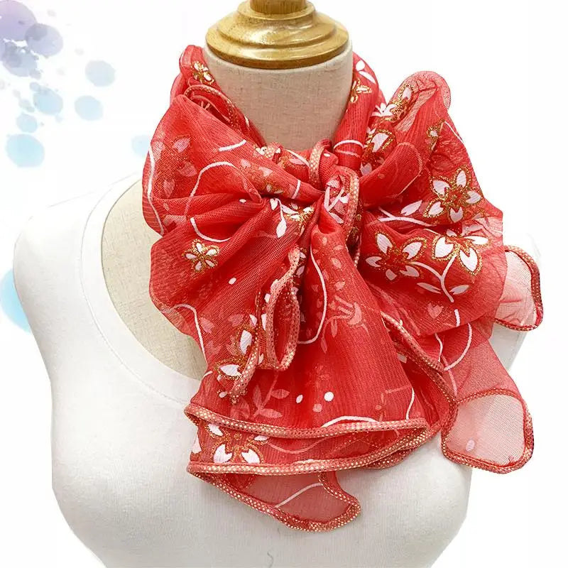 Lace Scarf Lightweight Elegant Print Silk Neckerchief Shawl Wraps