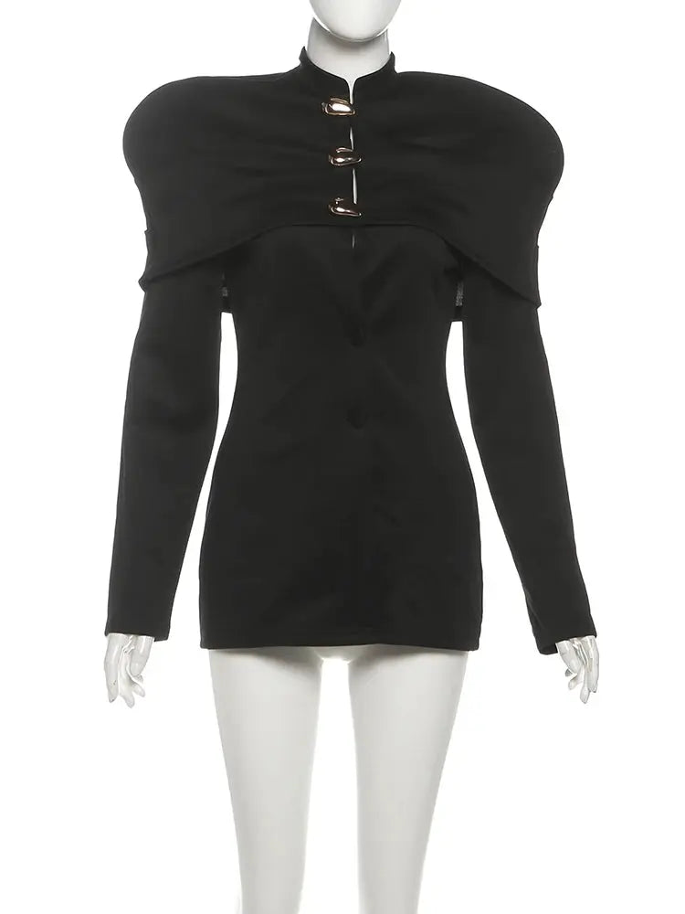 MoaaYina Winter Gray Black Coat With Grid Pattern And Double Breasted Lace Up Coat With Fungus Edge S-4XL ZITA LA BELLE ÉLITE