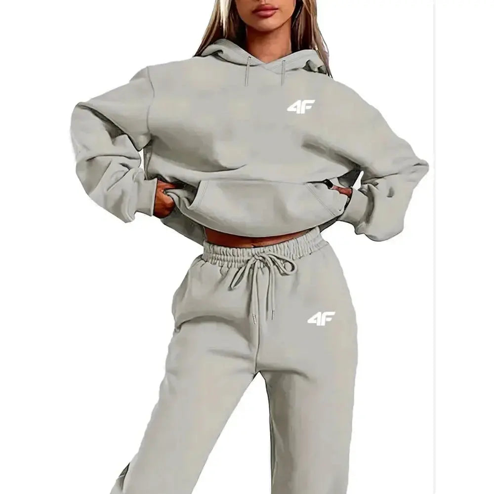 Ladies Casual Hooded Sweatshirt and Loose Pants Set Autumn Winter Sportswear Ready Stock ZITA LA BELLE ÉLITE