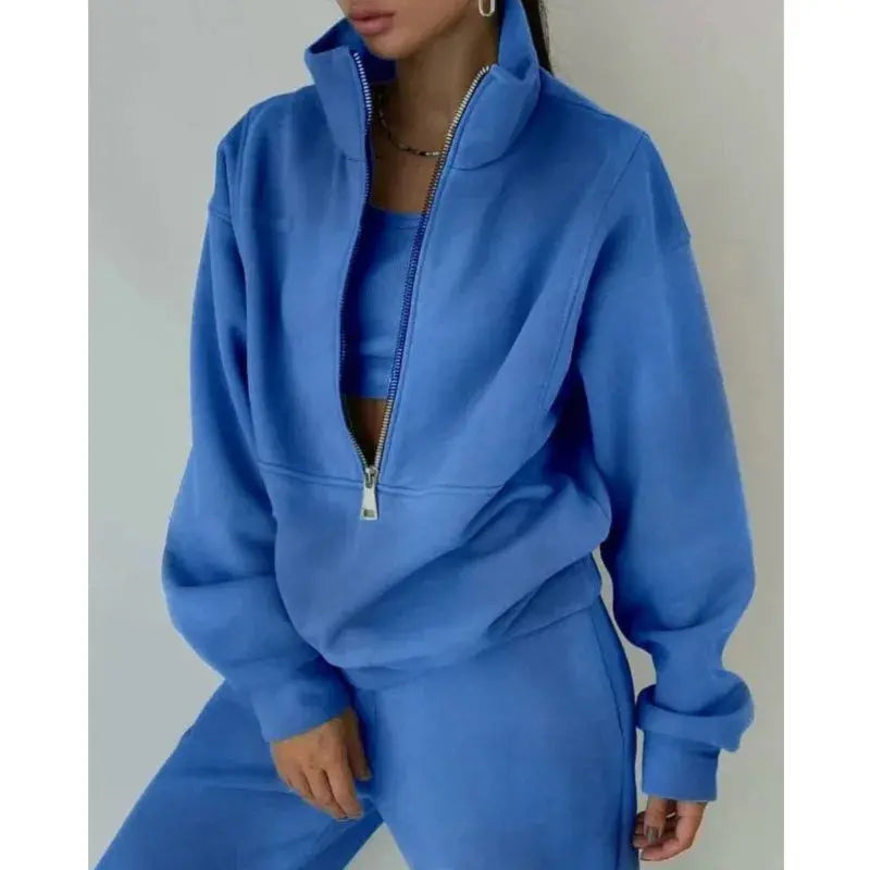 Tracksuit Set Stylish Autumn And Winter New Fashion Comfortable Warm Zipper Two-piece Sets For Sports Casual Women's Clothing ZITA LA BELLE ÉLITE