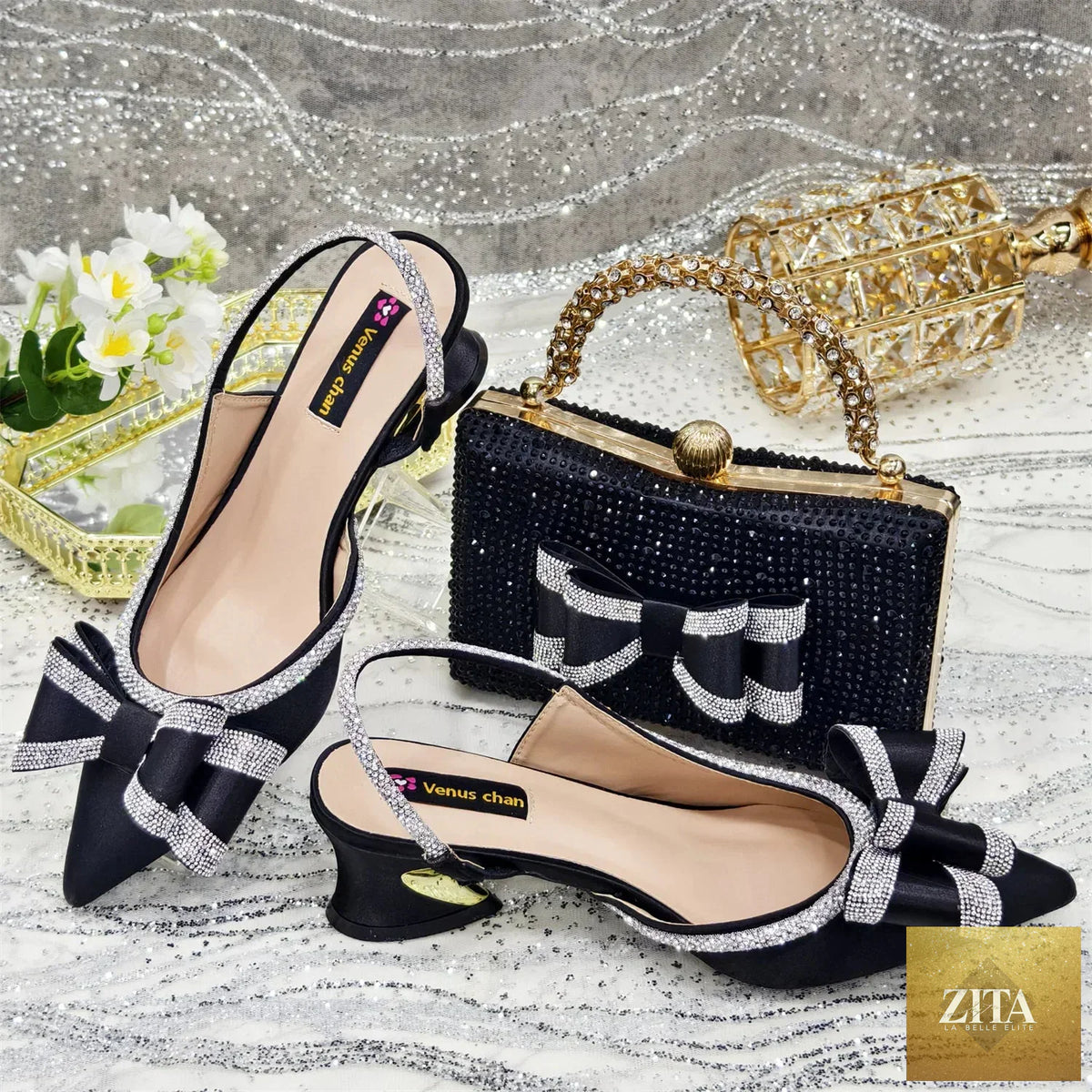Elegant Italian ladies shoes and matching bag set by EdleessFashion, featuring luxurious design and stylish accessories.