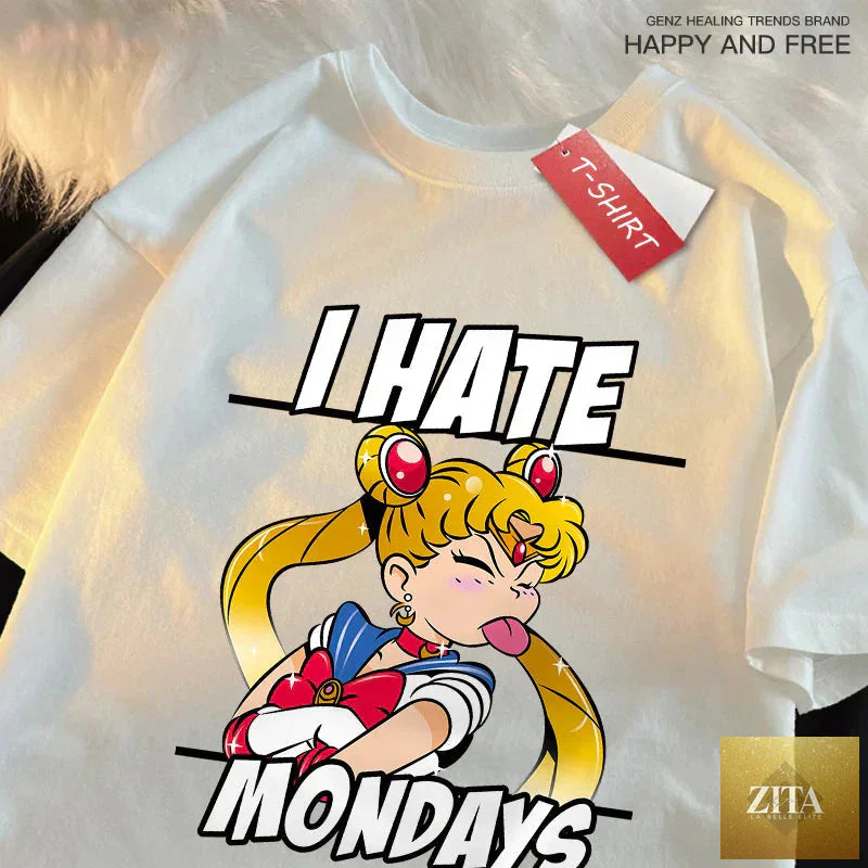 Sailor Moon tongue-out graphic T-shirt by Zita La Belle Elite, featuring playful anime streetwear design with Sailor Moon character.