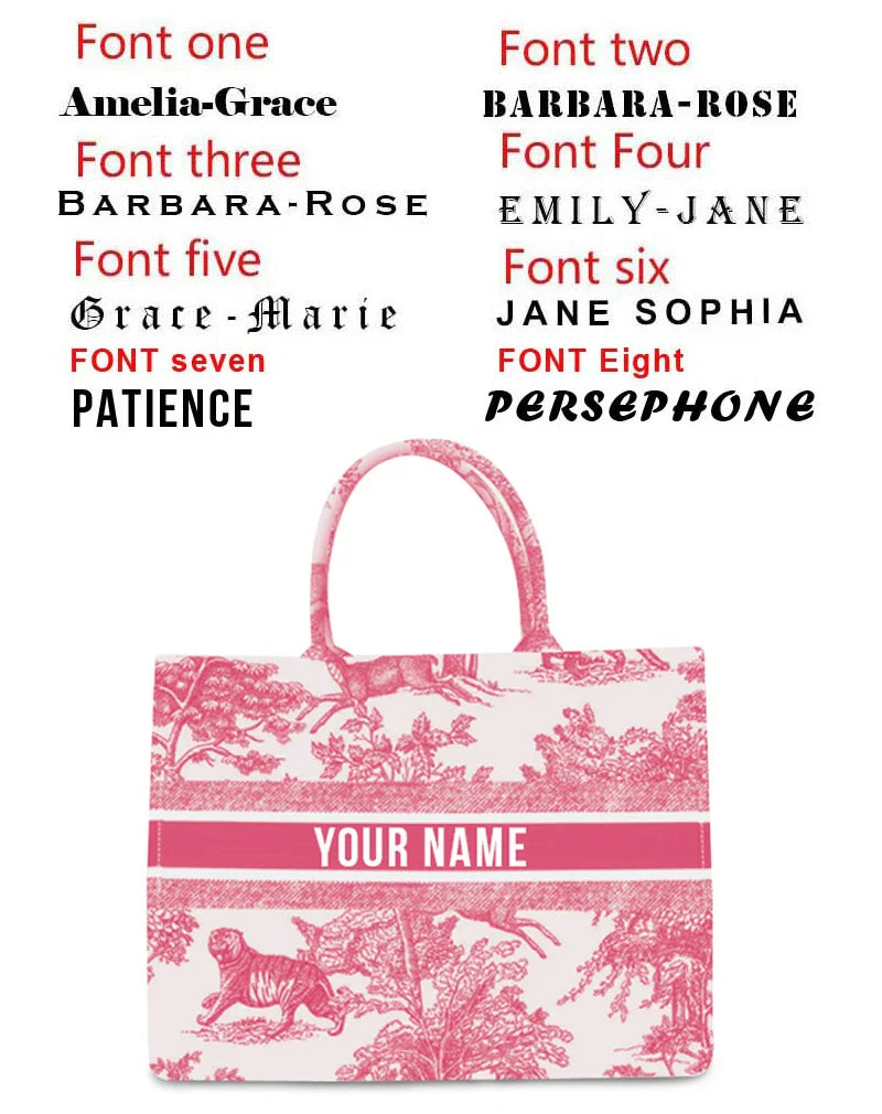 Personalized custom women's tote bag, canvas printed handbag, large capacity beach bag