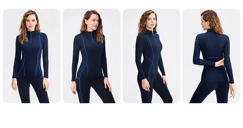 Autumn Winter Fleece Fitness Yoga Clothes Tight Fitting Sweatsuit Women Outdoor Running Sport Training Shirt Pants Two-piece Set ZITA LA BELLE ÉLITE