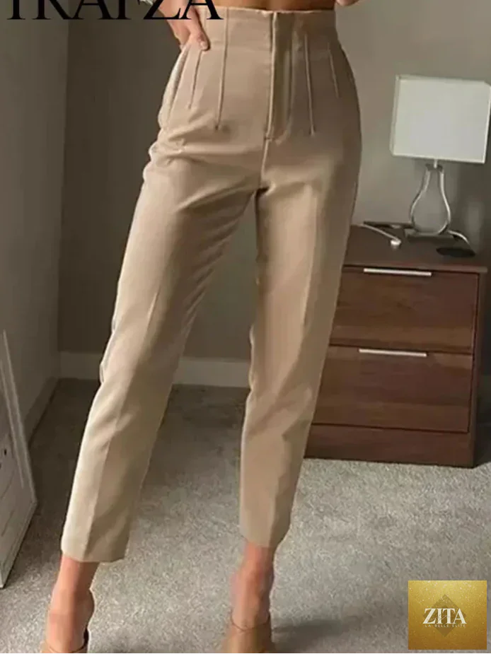 Women’s high waist slim casual trousers by Zita La Belle Elite, showcased in a stylish, fitted design for everyday wear.