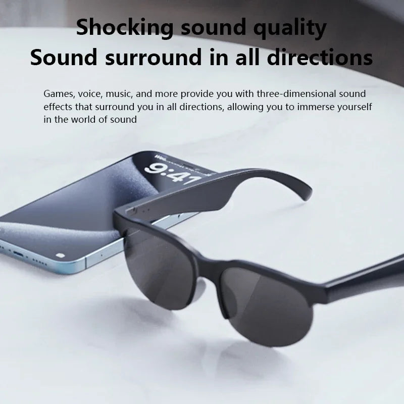 Lenovo AI Smart Glasses with transparent lenses, Bluetooth, and built-in microphone for translation, listening to music, and recording conversations.