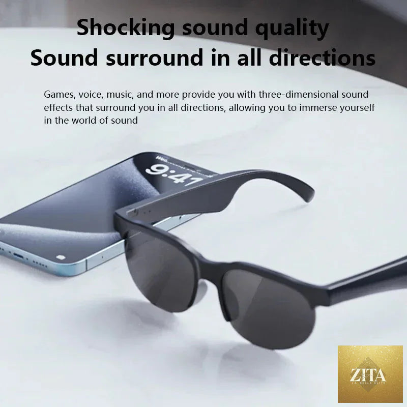 Lenovo AI Smart Glasses with transparent lenses, Bluetooth, and built-in microphone for translation, listening to music, and recording conversations.