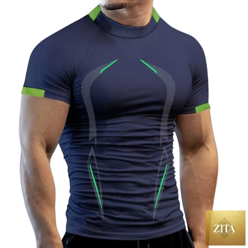 Mandotos men's breathable summer gym T-shirt with quick-drying fabric, ideal for jogging, running, and fitness training.