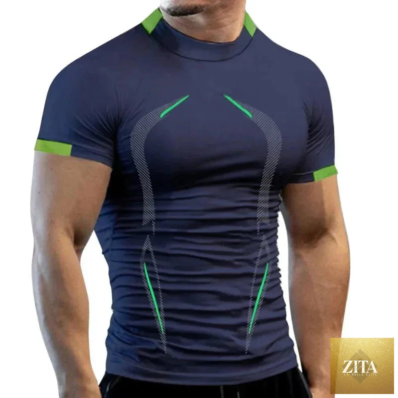 Mandotos men's breathable summer gym T-shirt, quick-drying jogging and running fitness top with lightweight, comfortable fit.