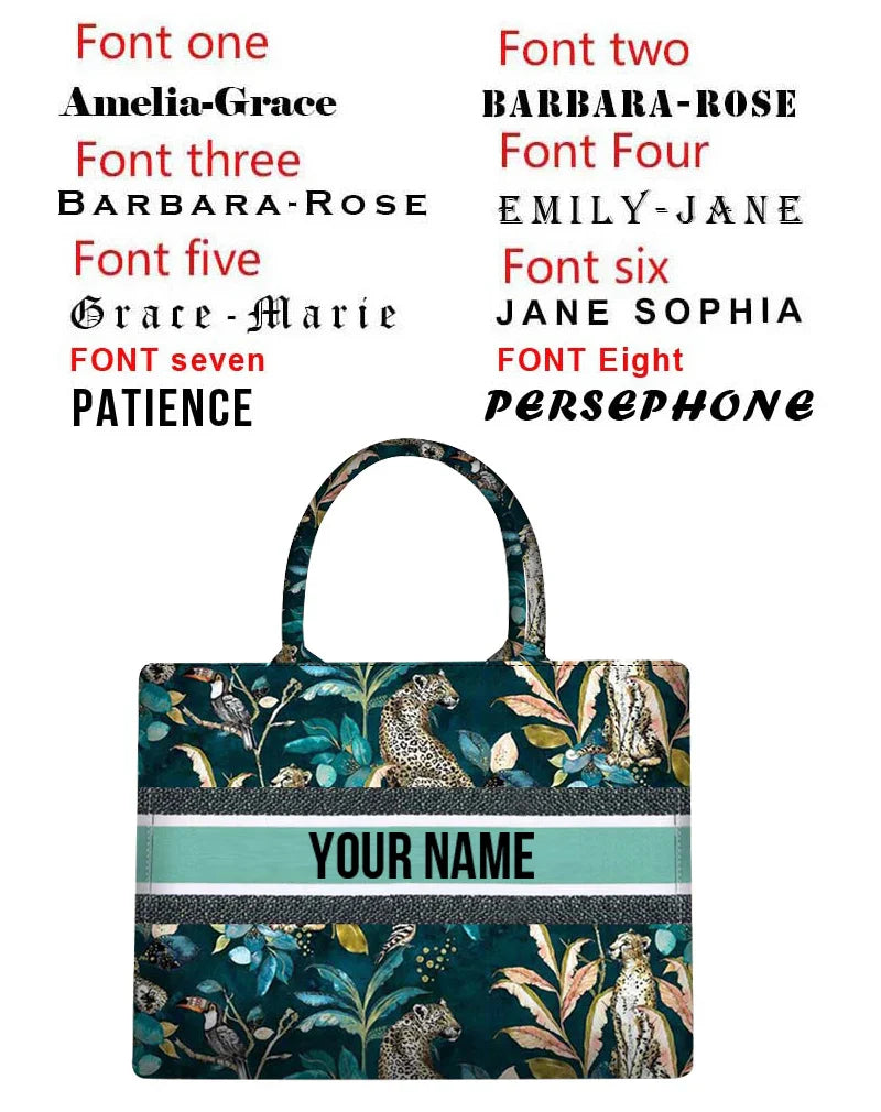 Personalized custom women's tote bag, canvas printed handbag, large capacity beach bag